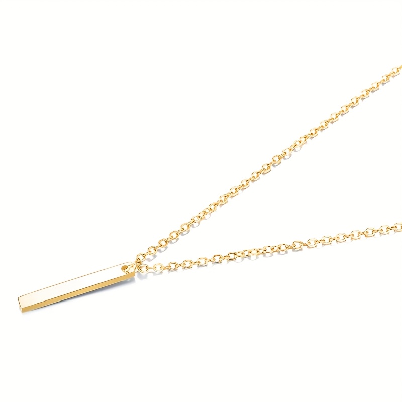 Women's Minimalist Elegant Stainless Steel Geometric Rectangle Pendant Necklace